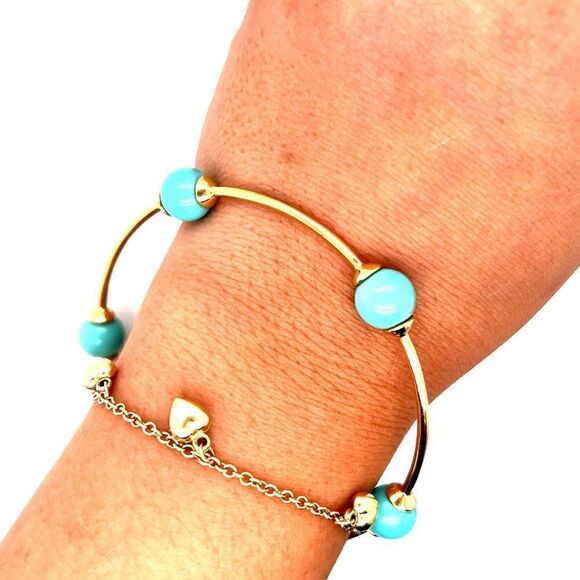 18k Yellow Gold Ippolita 5-Turquoise Bangle - Picture 4 of 6